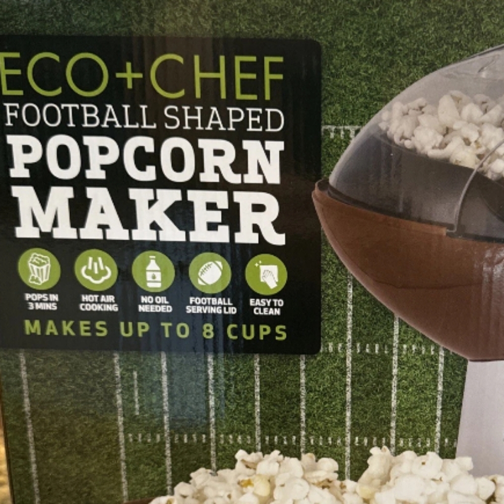 ECO+CHEF Football Shaped Popcorn Maker with Built-in Bowl - Picture 3 of 9